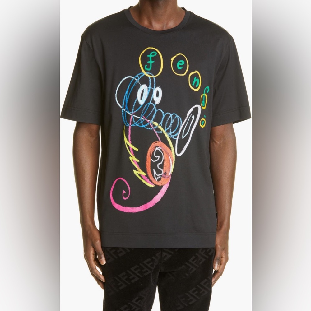 New- 💯 Authentic Fendi x Noel Fielding Seahorse Embroidered Cotton Graphic Tee